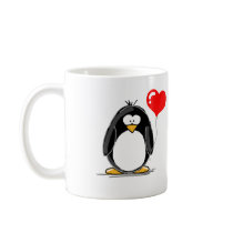 Penguin with a heart balloon mug