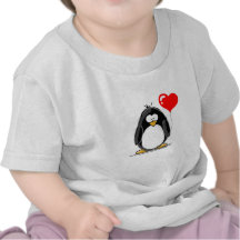 Penguin with a heart balloon shirts