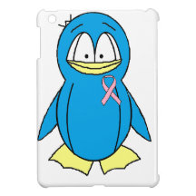 Penguin with Breast Cancer Awareness Pink Ribbon iPad Mini Cases