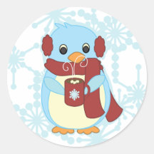 Penguin with hot cocoa sticker