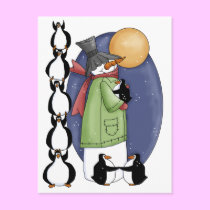Penguins and Snowman postcards