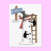 Penguins and Snowman postcards