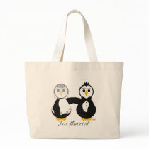 Penguins Getting Married Just Married Tote Bags