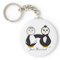 Penguins Getting Married Just Married Key Chains