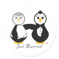 Penguins Getting Married Just Married Stickers