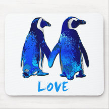 Penguins Holding Hands Love Design Mousepads