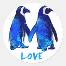 Penguins Holding Hands Love Design Stickers