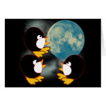 Penguins Howling at the Moon Greeting Cards