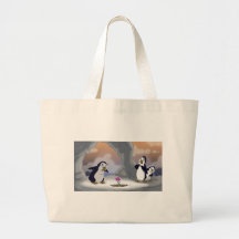 Penguins in the Spring Tote Bags