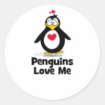 Penguins Love Me Round Sticker