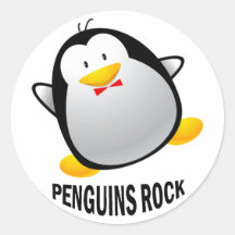 PENGUINS ROCK ROUND STICKER