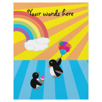 Penguins with ice cream and balloons full color flyer
