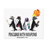 penguins with weapons postcards