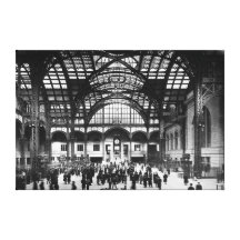 Penn Station New York City 1910 (Black and White) Gallery Wrapped Canvas