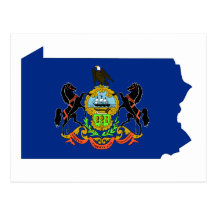 Pennsylvania Flag Map Postcards