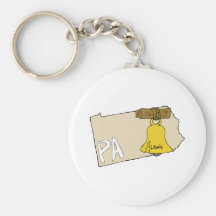 Pennsylvania PA Map with Liberty Bell Cartoon Art Key Chain
