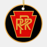Pennsylvania Railroad Logo, Black & Gold Christmas Ornaments