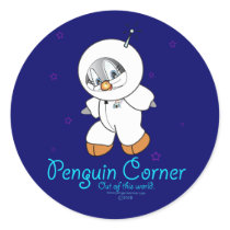 Penny Penguin Astronaut Round Stickers
