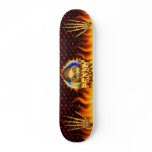 Penny skull real fire and flames skateboard design