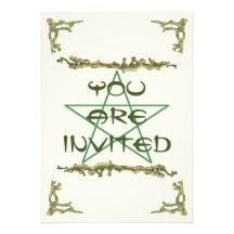 Pentacle in Wood Custom Invitations