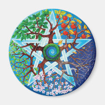 pentacle-seasons fridge magnet