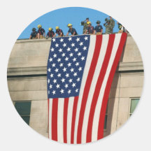 Pentagon 9/11 Flag Round Stickers
