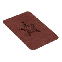 Pentagram - Pagan Magic Symbol on Red Leather Vinyl Magnet