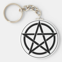Pentagram Symbol on White Key Chain