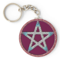 Pentagram Wiccan Witch Key Chain Fob Keychain