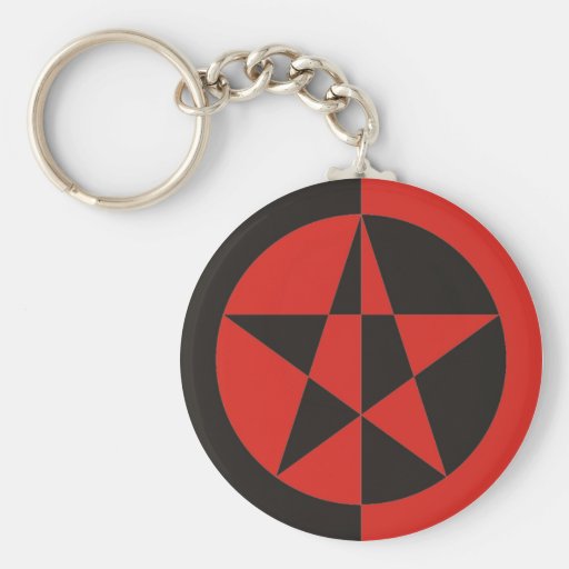 Pentagramm rot schwarz schlüsselanhänger