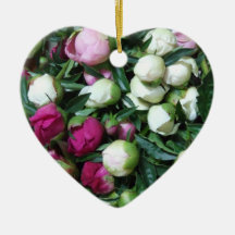 Peonies Buds Floral Flower Heart Ornament