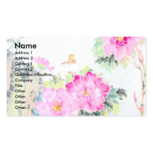 Peonies & Butterflies/Chinese Painting Design Business Card Template