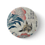 Peony and canary by Katsushika, Hokusai Ukiyoe buttons