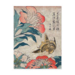 Peony and Canary, Hokusai postcards