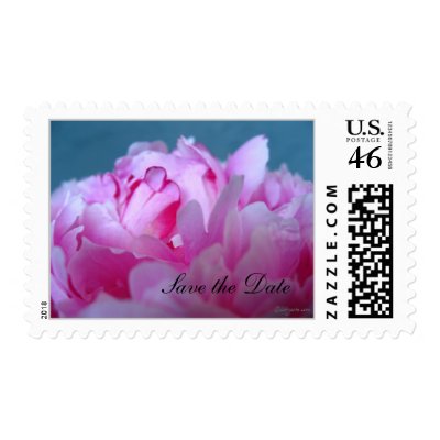 Peony Save the Date Wedding Postage Stamps by naturalilly