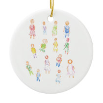 People Colourful Figures Drawing Torn paper clear  Christmas Ornament