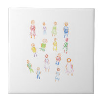 People Colourful Figures Drawing Torn paper clear  Tile