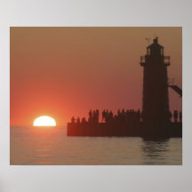People lighthouse sunset silhouette at South Posters