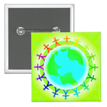 People united atop world globe pin