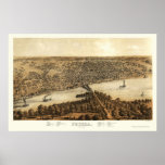 Peoria, IL Panoramic Map - 1867 Print