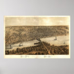 Peoria Illinois 1867 Antique Panoramic Map Print
