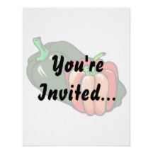 Pepper green and red graphic custom invitation