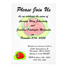 Pepper habanero on bright yellow green invitation