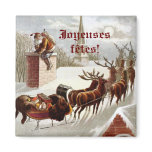 Père Noël avec traîneau et renne aimant décoratif magnets