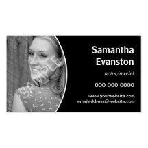 Performers Headshot Curved Black Business Cards