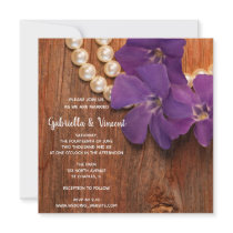 Periwinkle and Pearls Country Wedding Invitation