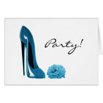 Periwinkle Blue Stiletto Shoe and Rose Card