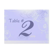 Periwinkle Kanji Love Swirl Wedding Table Number Post Card