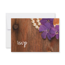 Periwinkle & Pearls Country Wedding Response Card Custom Invite