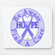 PeriwinkleBlueHeartRibbonBeAwareFindCureLight Mouse Mat
